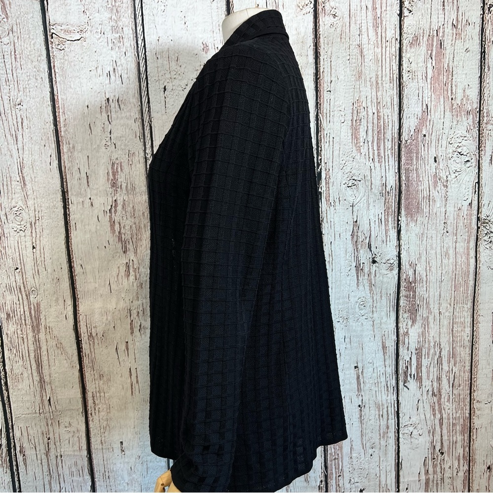 Vintage Exclusively Misook Black Ribbed Cardigan Blazer Jacket Sweater Size XS - Picture 8 of 11